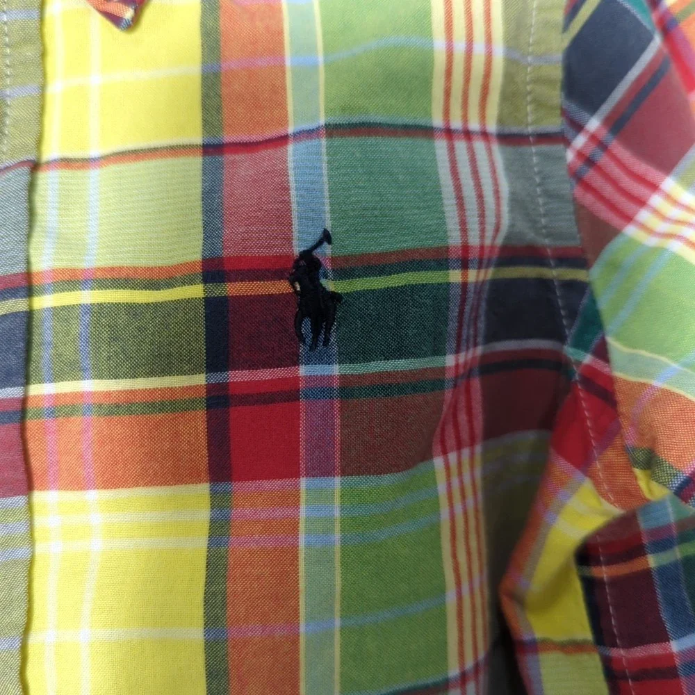 Ralph Lauren Toddler Boys‎ Size 2/2T Long Sleeve Button Up Yellow Plaid Shirt 68